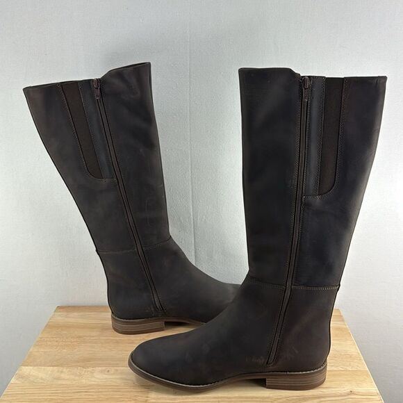 Clarks Camzin Branch Tall Regular Calf Boots- Dark Brown Leather- Sz 10 Wide - Picture 5 of 9